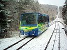 Standseilbahn Funiculaire Chaumont - der spezielle Wagen 451 war von 1995 - 2007 im Einsatz und wurde nach dem Umbau zur Windenbahn 2007 zerstört