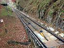 Standseilbahn Funicolare Lugano San Salvatore - bei der Bergstation verschwindet das Zugseil im Boden und geht zum grossen Umlenkrad