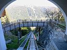 Schatzalpbahn Standseilbahn Davos Schatzalp - Aussicht aus dem Wagen in der Bergstation