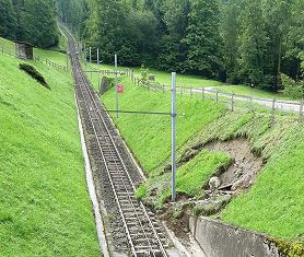 Zugerbergbahn Standseilbahn Zugerberg Murgang am 25.07.2021
